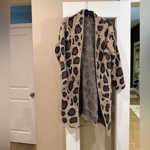 She + Sky Animal Print Teddy Jacket